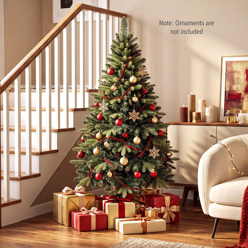 Load image into Gallery viewer, Goplus 5ft/6ft/7ft/8ft Artificial Christmas Tree | Hinged Unlit Full Xmas Tree with Realistic Tree Trunk & Folding Metal Stand