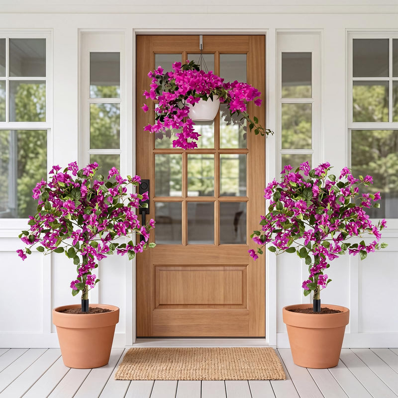 Load image into Gallery viewer, Goplus 2 Pack Artificial Bougainvillea Trees | 43.5" Sun-Protective Fake Silk Floral Plants