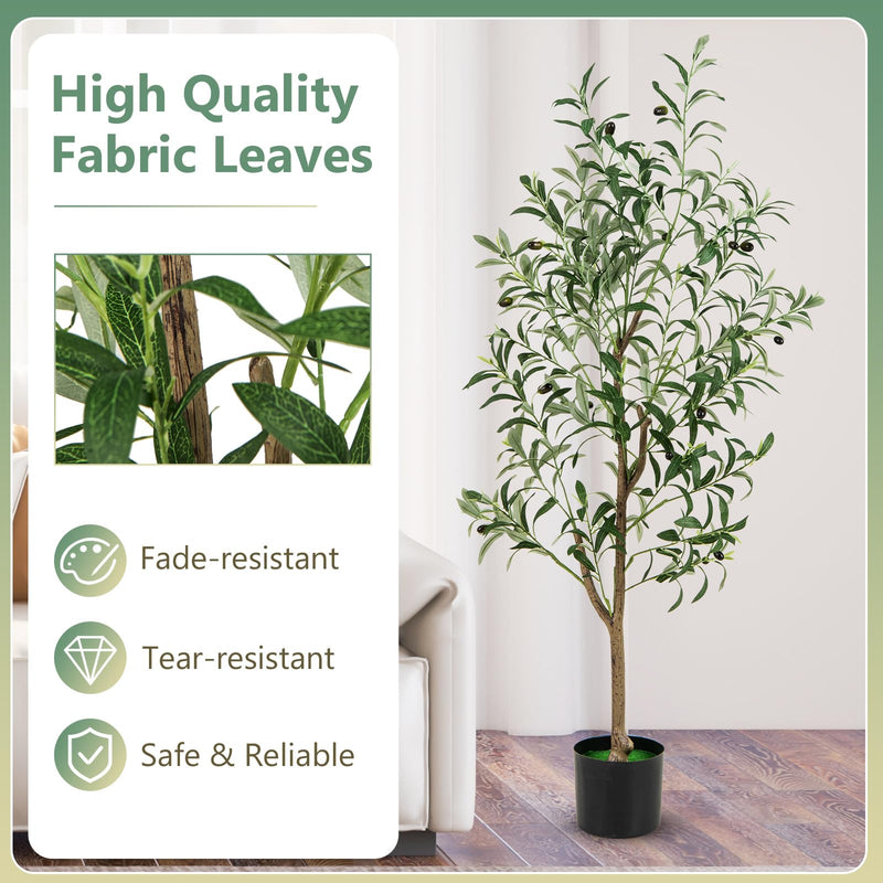 Load image into Gallery viewer, Goplus 4.5ft Artificial Olive Tree, Tall Fake Potted Olive Silk Tree with Realistic Fruits, 2 Pack