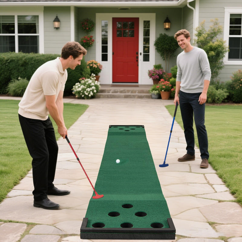 Load image into Gallery viewer, Goplus Portable Golf Putting Mat with 2 Adjustable Putters