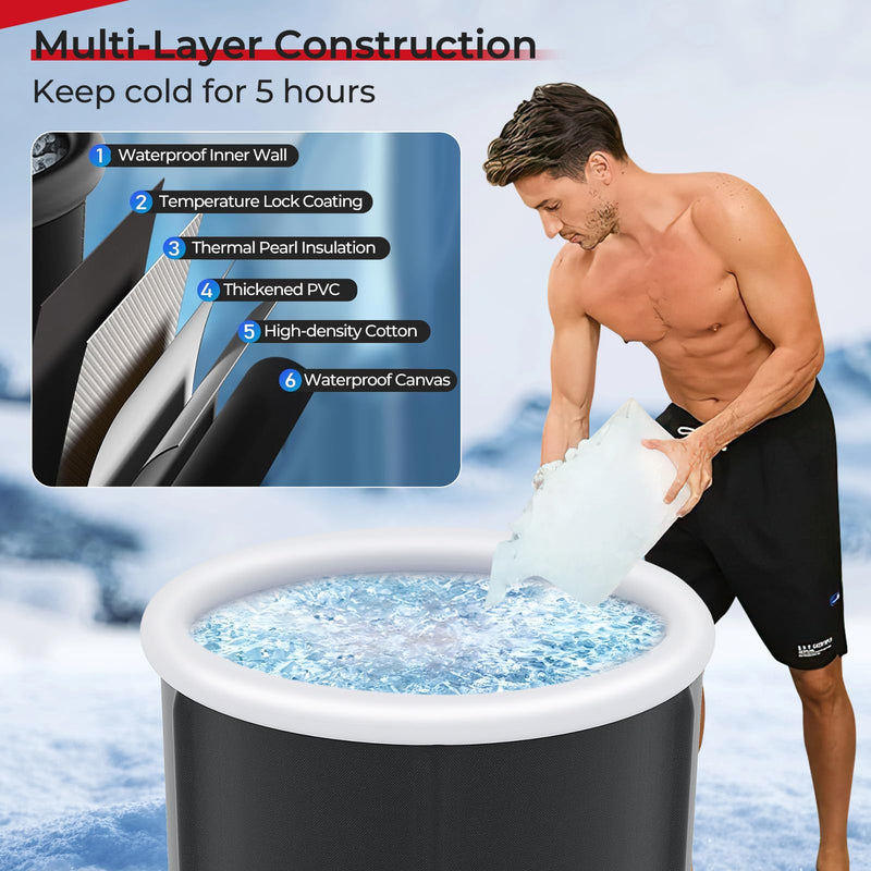 Load image into Gallery viewer, Goplus Inflatable Ice Bath Tub, Portable Cold Water Therapy Tub w/Cover, 6 Sturdy Support Rods, Inflator