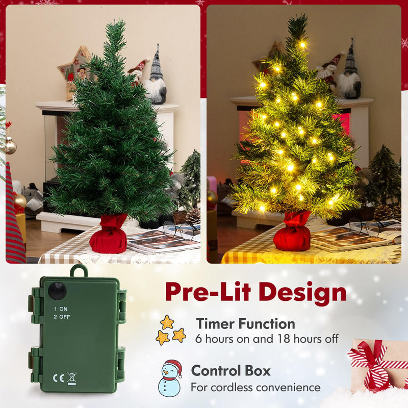 Load image into Gallery viewer, Goplus Tabletop Battery Operated Small Fir Xmas Tree with Warm White LED Lights