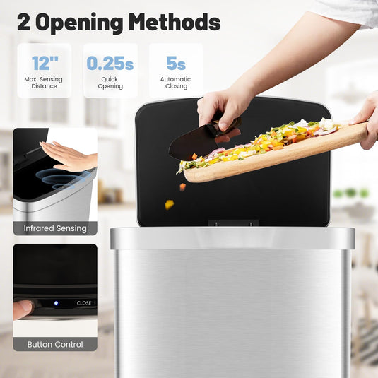 Goplus 13 Gallon/ 50 Liter Automatic Trash Can for Kitchen Office