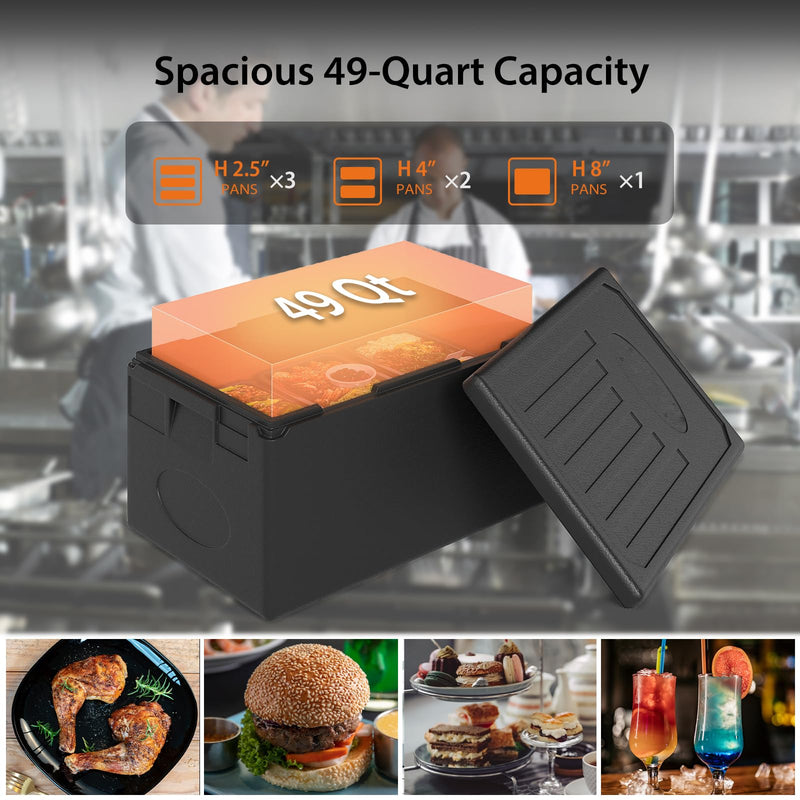 Load image into Gallery viewer, Goplus 49 Qt Top Load Stackable Hot Box w/Built-in Handles for Camping Catering Buffet