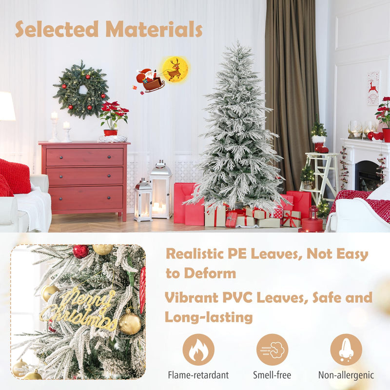 Load image into Gallery viewer, Goplus 6FT / 7FT / 8FT Pre-Lit Snow Flocked Christmas Tree with PE & PVC Mixed Branch Tips