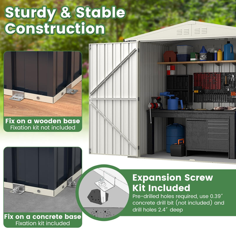 Load image into Gallery viewer, Goplus Metal Outdoor Storage Shed, Snap-on Structures for Efficient Assembly, All-Weather Color Steel Utility Storage House