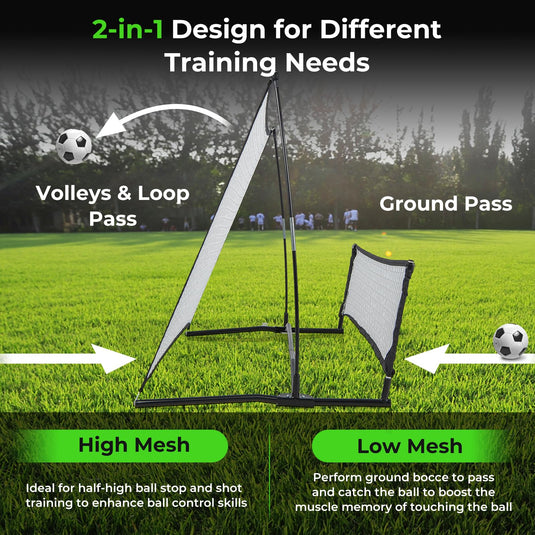 Goplus Soccer Trainer 80”x40”, 2-in-1 Soccer Rebounder Net with Carrying Bag