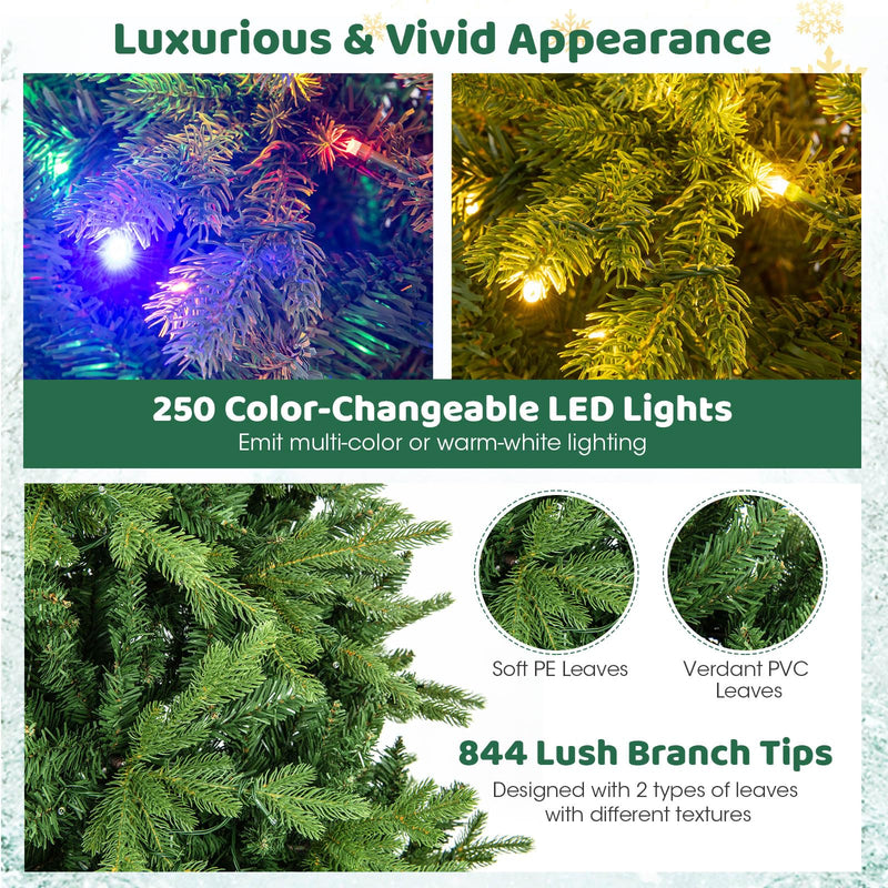 Load image into Gallery viewer, Goplus Pre-Lit Artificial Christmas Tree, Hinged Xmas Tree with Warm-White & Multi-Color LED Lights