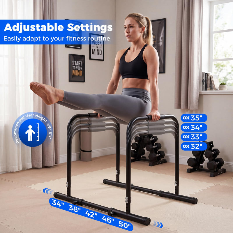 Load image into Gallery viewer, Goplus Adjustable Dip Bar Heavy Duty Parallette Push Up Stand with 660 LBS Capacity
