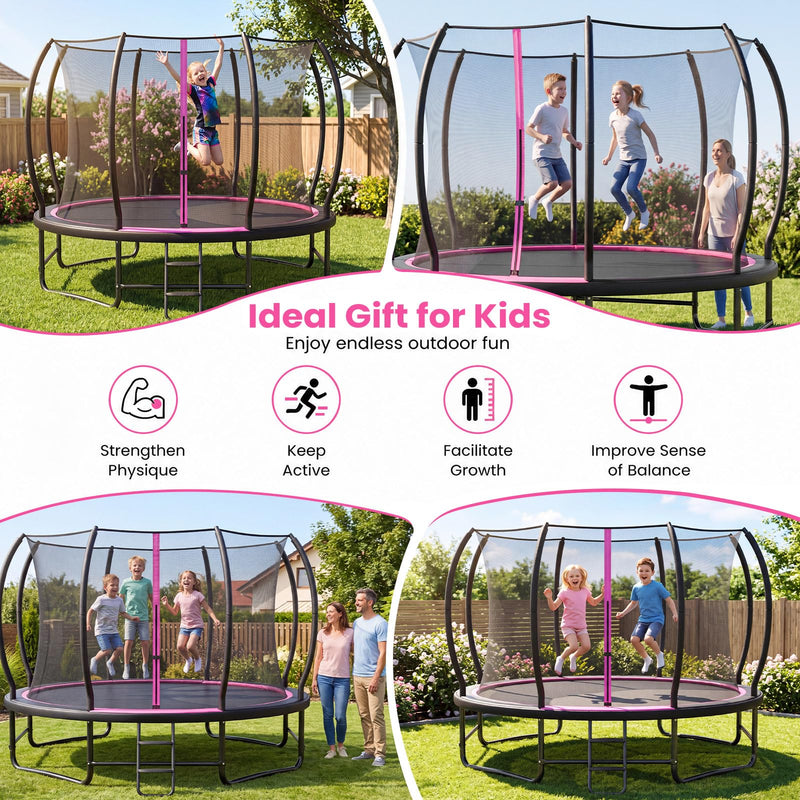 Load image into Gallery viewer, Goplus Recreational Outdoor Trampoline w/ Enclosure Net Ladder & Stabilizer Bars