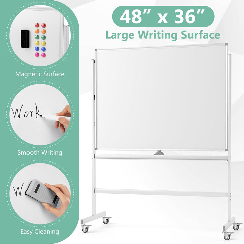 Load image into Gallery viewer, Goplus 48" x 36" Double-Sided Magnetic Dry Erase Board with Flipchart