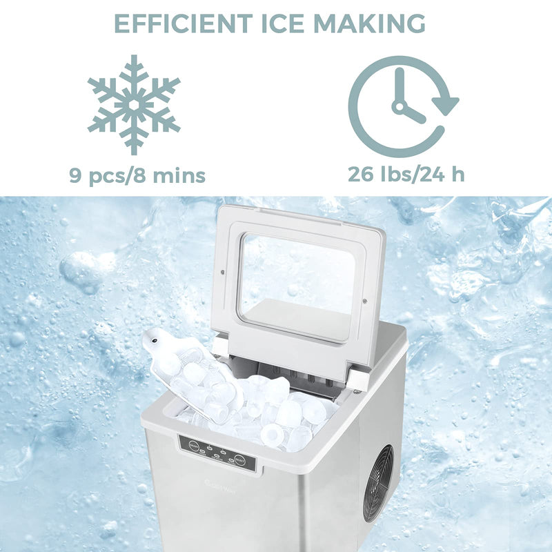 Load image into Gallery viewer, Portable Countertop Ice Maker, 26LBS/24H Mini Ice Cube Machine w/8 Min Processing 9 Cubes