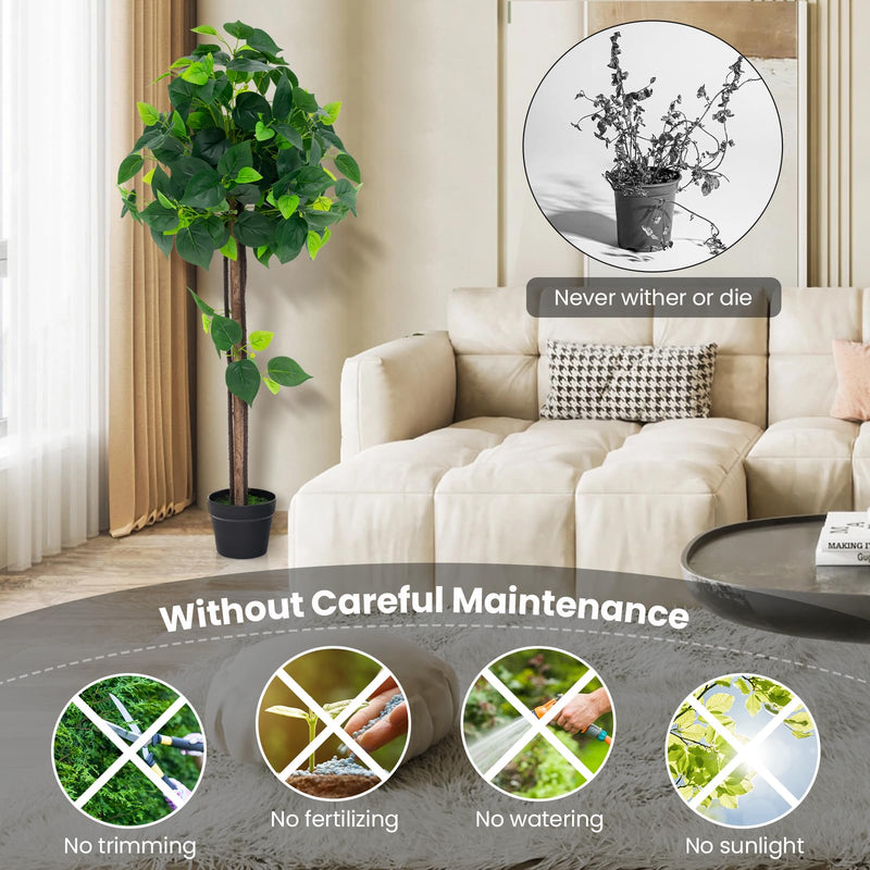 Load image into Gallery viewer, Goplus 45" Artificial Hydrangea Tree, Tall Fake Potted Silk Tree with Real Wood Trunk