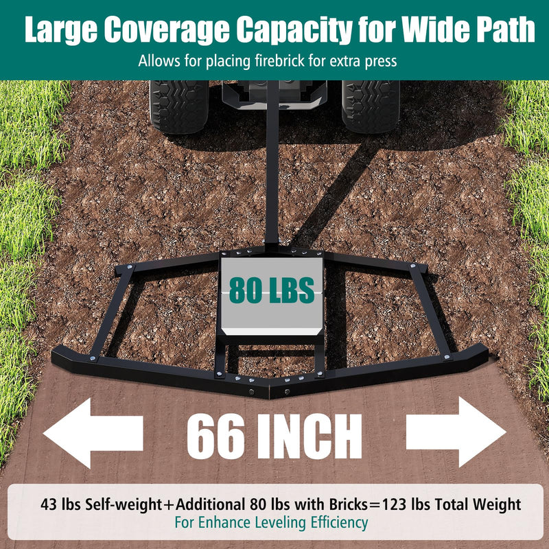 Load image into Gallery viewer, Goplus 66" Wide Driveway Drag Tow Behind Landscape Leveling Rake w/Reinforced Bars