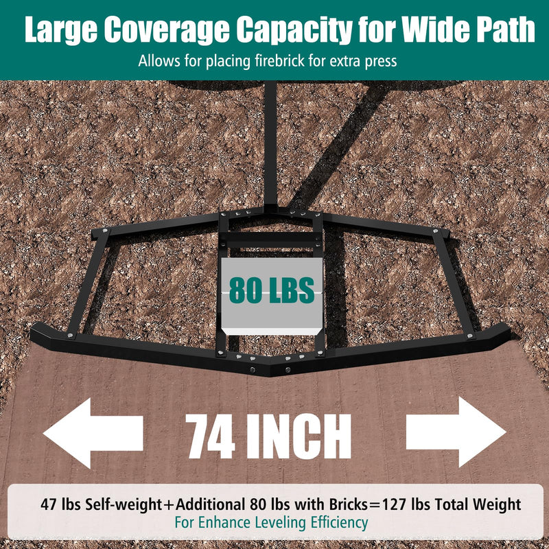 Load image into Gallery viewer, Goplus 74" Wide Driveway Drag Tow Behind Landscape Leveling Rake w/Reinforced Bars