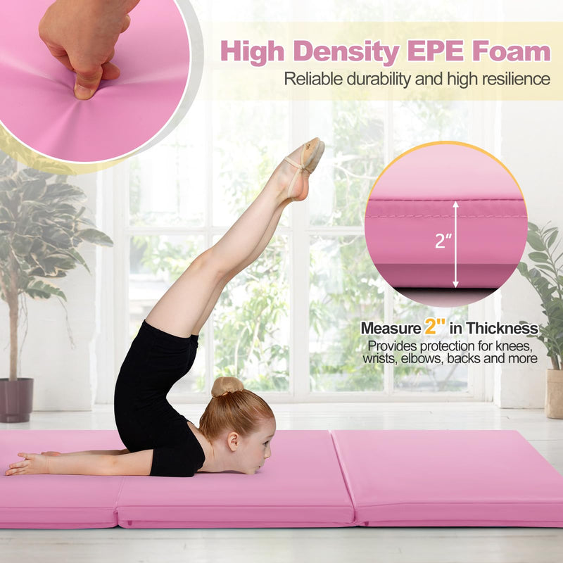 Load image into Gallery viewer, Goplus 6’ x 2’ x 2" Thick Tri-Fold Exercise Tumbling Mat w/Carrying Handles