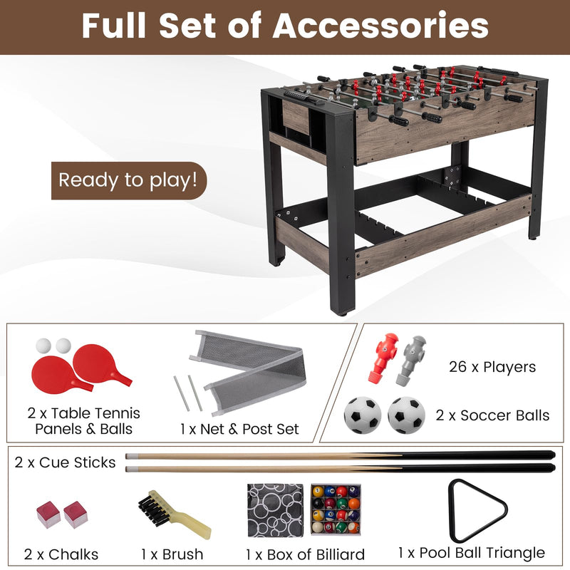 Load image into Gallery viewer, Goplus 3-in-1 Swivel Game Table with Foosball Pool Billiards & Table Tennis for Adults