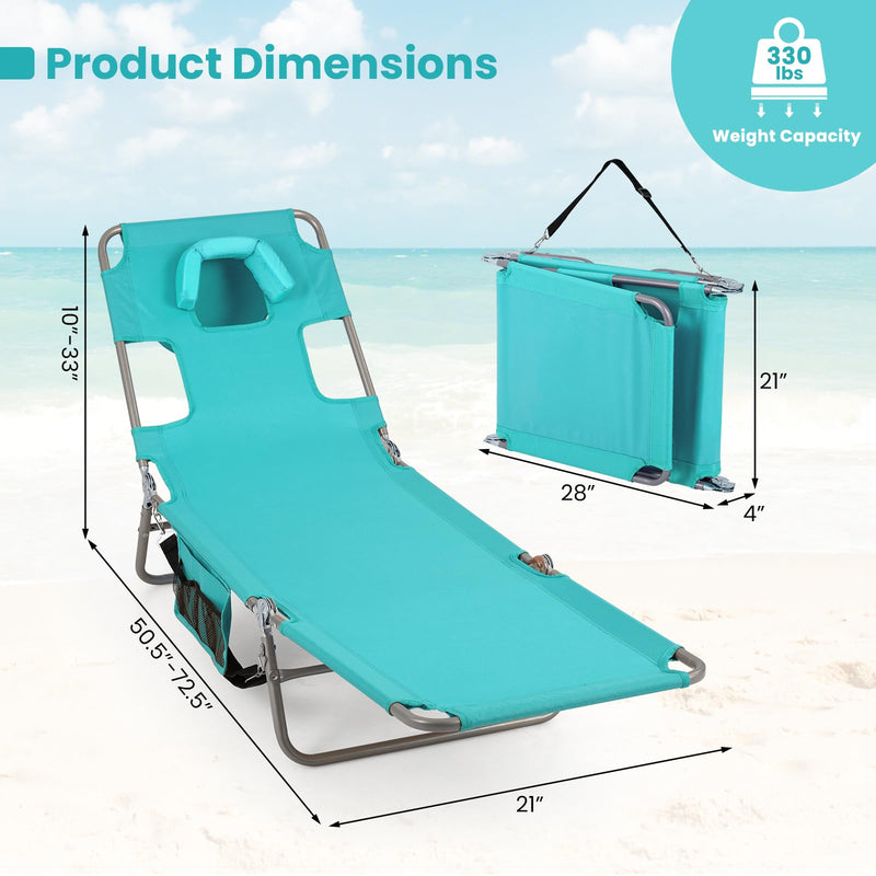 Load image into Gallery viewer, Goplus Tanning Chair Folding Beach Lounge Chair w/5-Position Adjustable Backrest