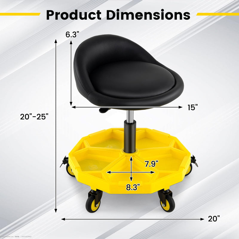 Load image into Gallery viewer, Goplus 20”-25” Height Adjustable Mechanic Stool w/Magnetic Tool Tray