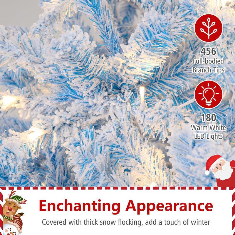 Load image into Gallery viewer, Goplus Pre-Lit Snow Flocked Christmas Tree | Artificial Hinged Xmas Full Tree