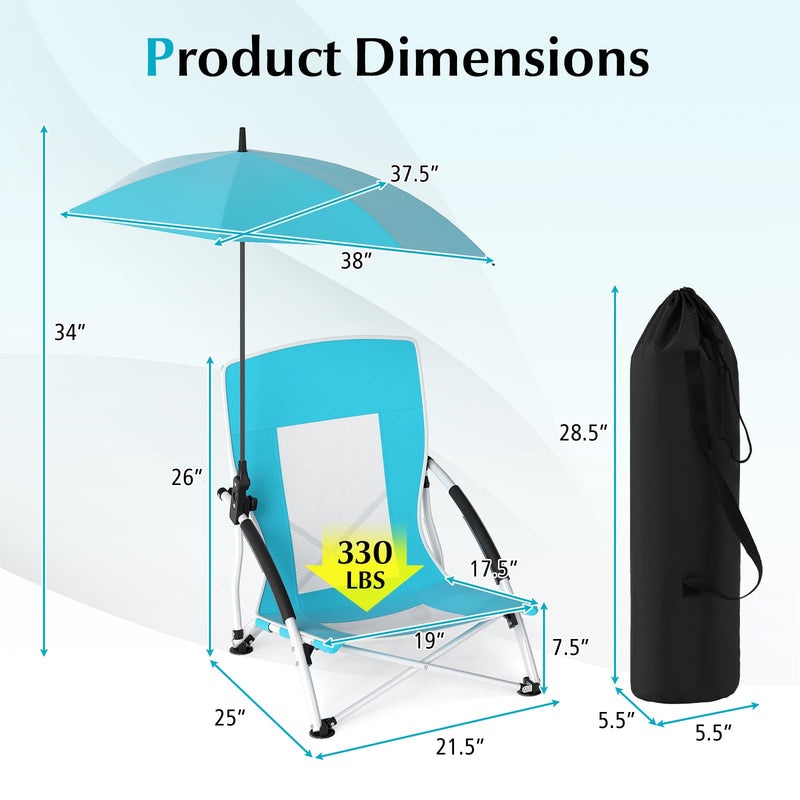Load image into Gallery viewer, Goplus 330lbs Folding Backpack Chairs for Adults with Adjustable Parasol for Lawn Camping