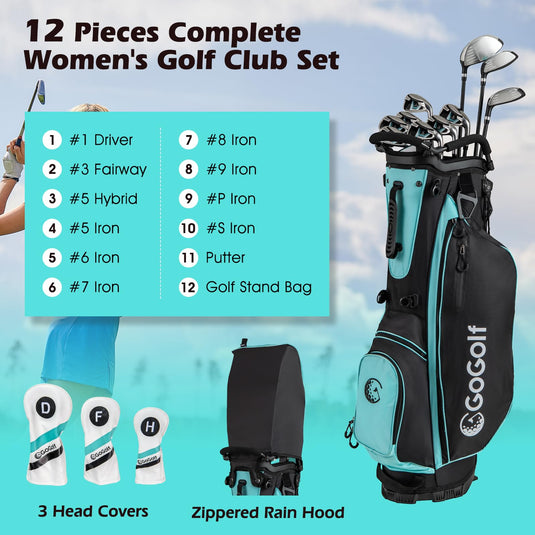 Goplus Complete Golf Club Set for Women | 12 Pieces Right Hand Ladies' Golf Clubs