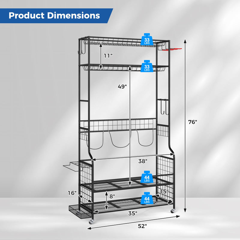 Load image into Gallery viewer, Goplus 3 Golf Bags Storage Garage Organizer Mobile Sports Equipment Organizer with Wheels