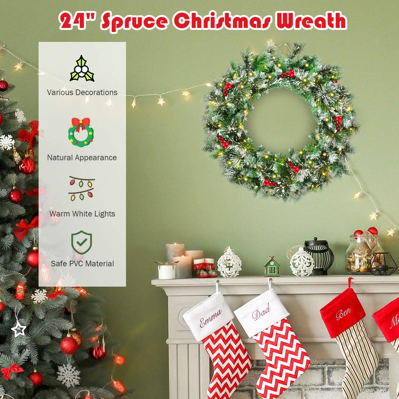 Load image into Gallery viewer, Goplus Snow Flocked Christmas Wreath for Doorway Window Wall