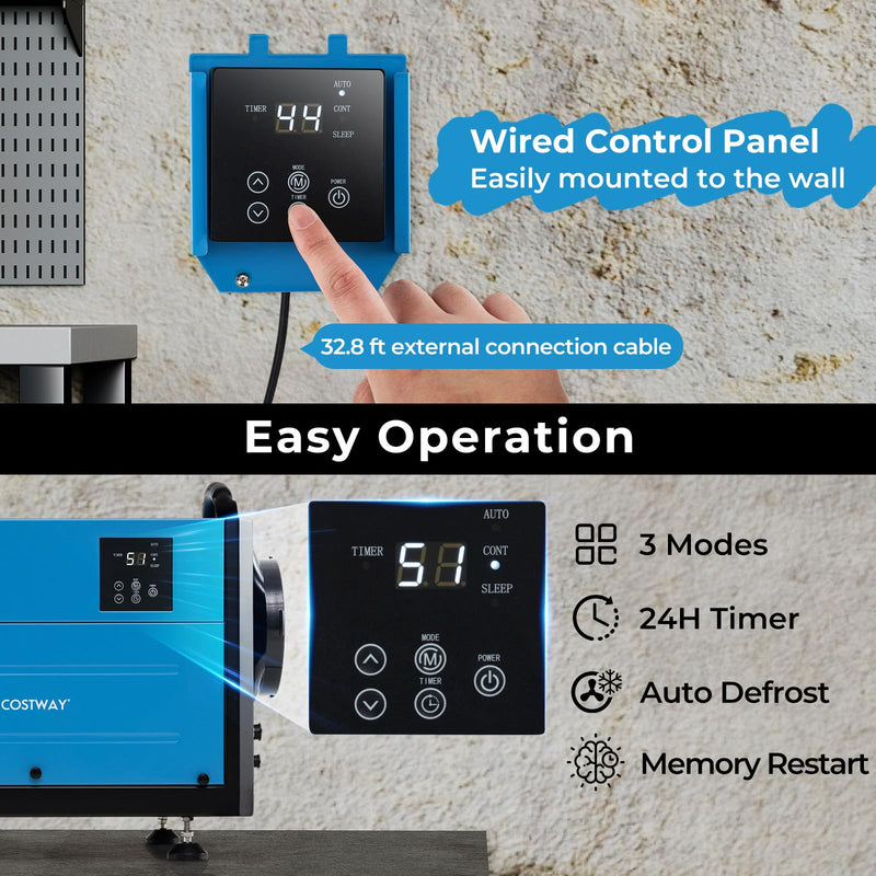 Load image into Gallery viewer, 124 PPD Commercial Dehumidifier, 1300 Sq.Ft Crawl Space Dehumidifier with 9.8 FT Drain Hose & Wired Remote Control Panel