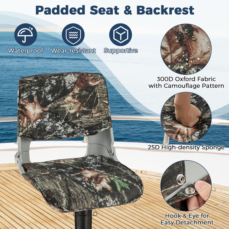 Load image into Gallery viewer, Goplus Low/High Back Boat Seats, Folding Boat Seat with Stainless Steel Screws & Aluminum Hinges, Thickened Sponge Padding