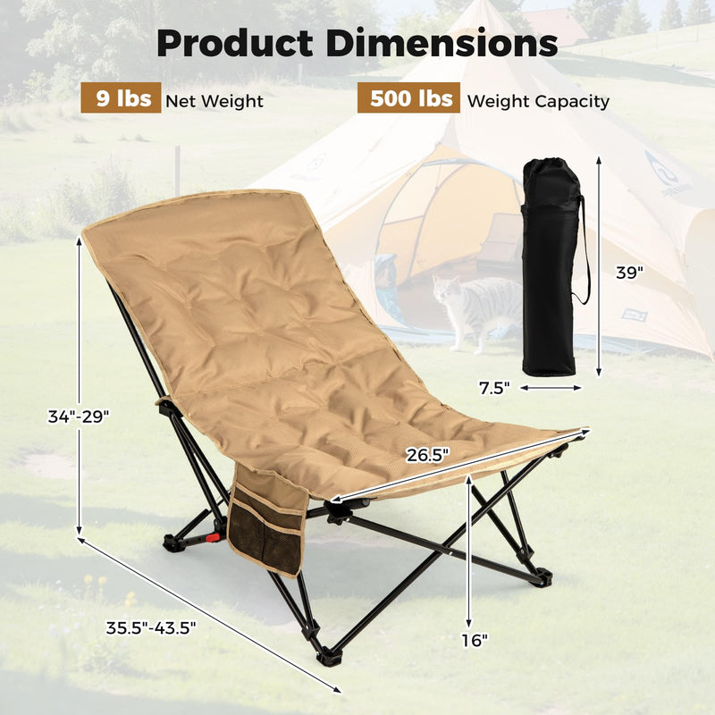 Load image into Gallery viewer, Goplus 4-Position Padded Outdoor Chair with 500 LBS Support Portable Folding Camping Chair