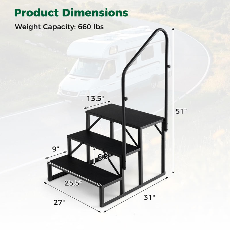 Load image into Gallery viewer, Goplus RV Step with Handrail Heavy Duty Hot Tub Stair