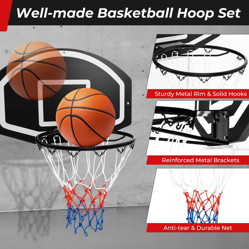 Load image into Gallery viewer, Goplus Wall Mount Basketball Hoop, 28.5¡¯¡¯ x 18¡¯¡¯ Large Backboard with 17¡¯¡¯ Rim, Shatter-Proof Backboard