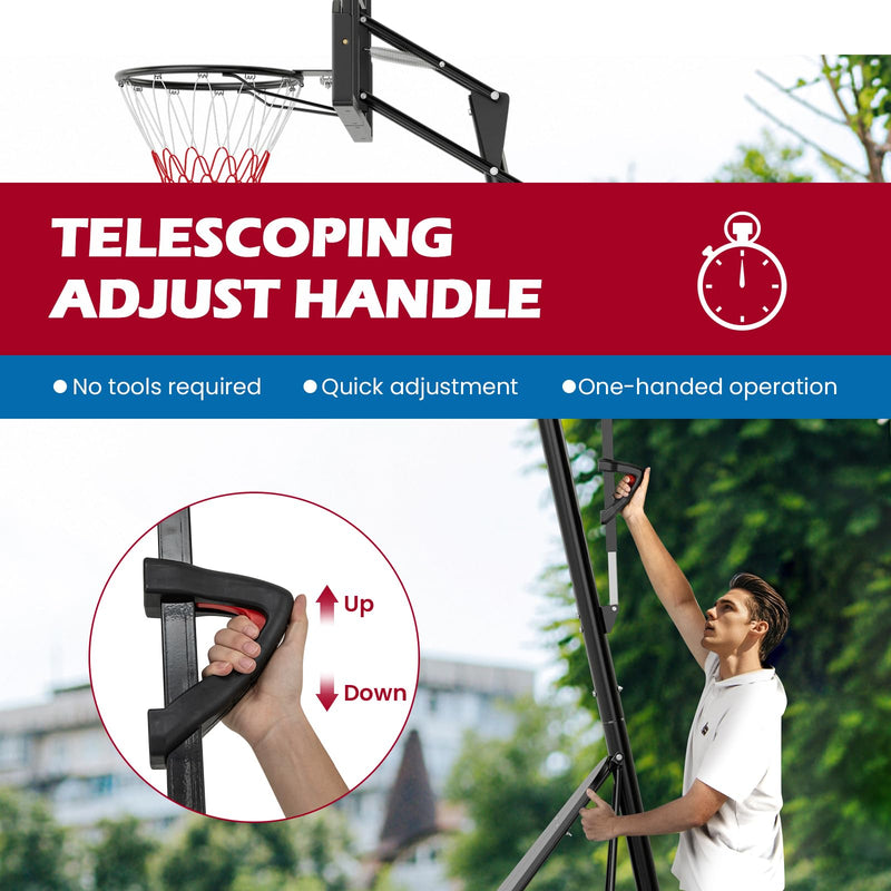 Load image into Gallery viewer, Goplus Basketball Hoop Outdoor, 4.9-10 FT Quickly Height Adjusted Basketball Goal System with 44 Inch PC Backboard