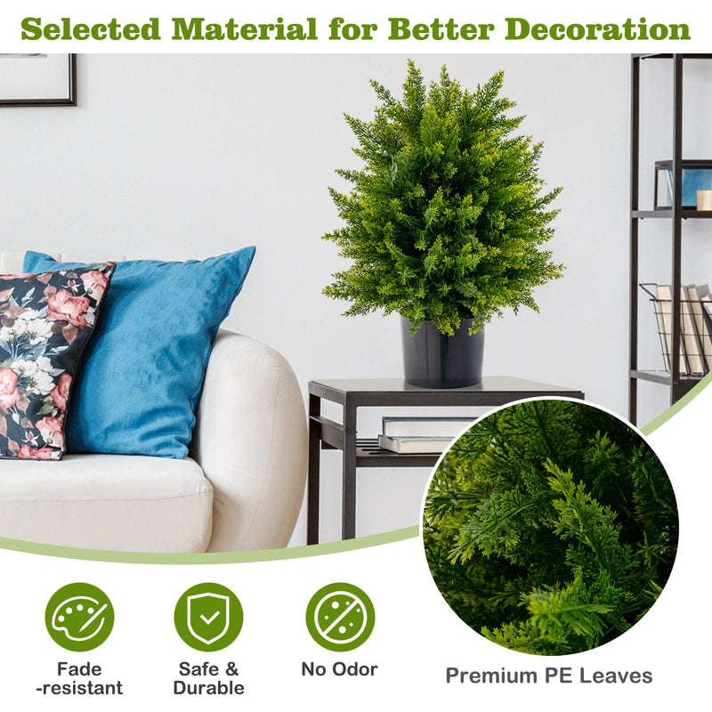 Load image into Gallery viewer, Goplus 21.5" Artificial Tree, Set of 2 Faux Potted Plants Artificial Shrubs Bushes