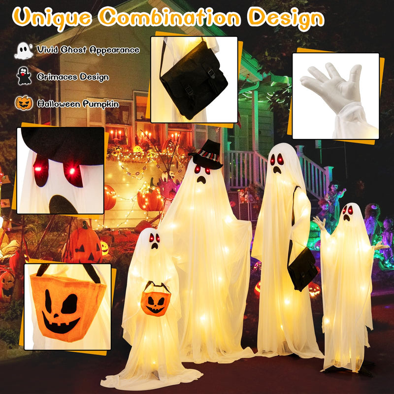 Load image into Gallery viewer, Goplus Halloween Light Up Family Ghosts, 4 PCS LED Glowing Halloween Ghosts