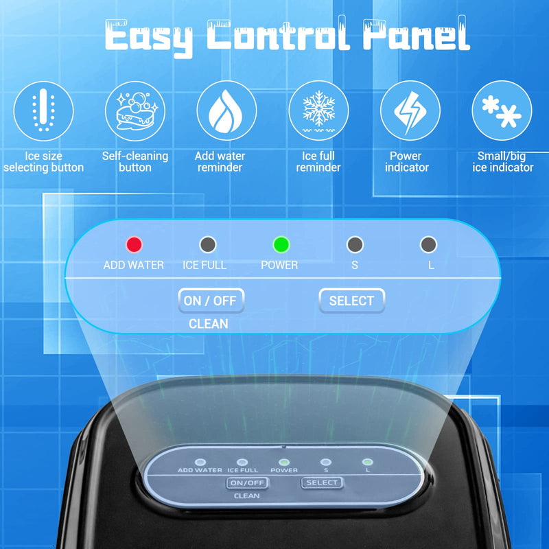 Load image into Gallery viewer, Countertop Ice Maker, 26.5 LBS/24H, 9 Cubes in 6 Mins, S/L Size, Self-Cleaning Function