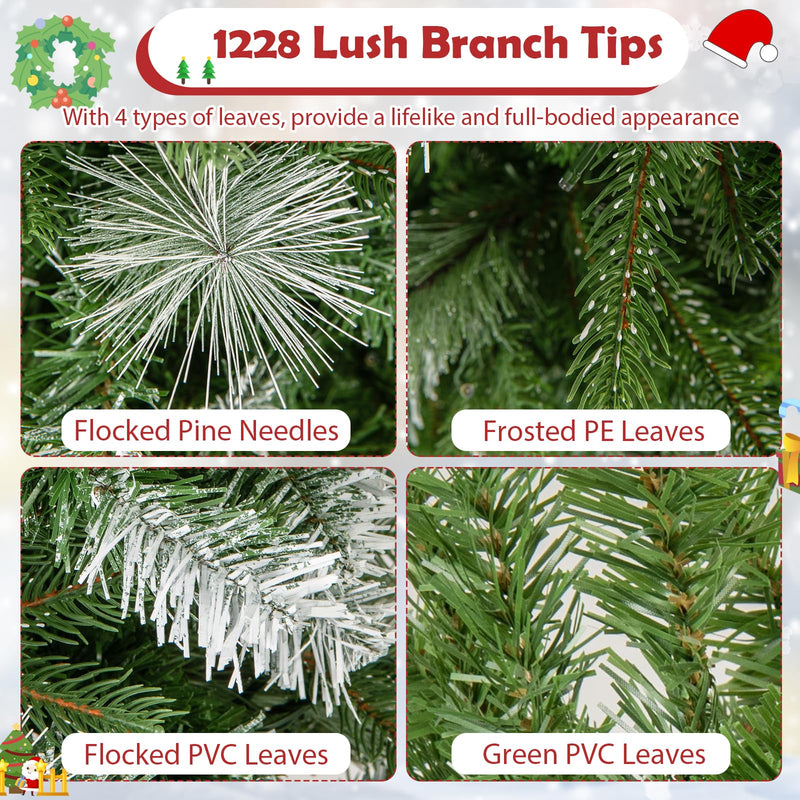 Load image into Gallery viewer, Goplus 6ft / 7.5ft / 9ft Pre-Lit Pencil Christmas Tree with Flocked Frosted Tips & LED Lights