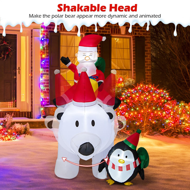 Load image into Gallery viewer, Goplus 7FT Christmas Inflatables, LED Lighted Xmas Inflatable Polar Bear with Shaking Head, Santa & Penguin