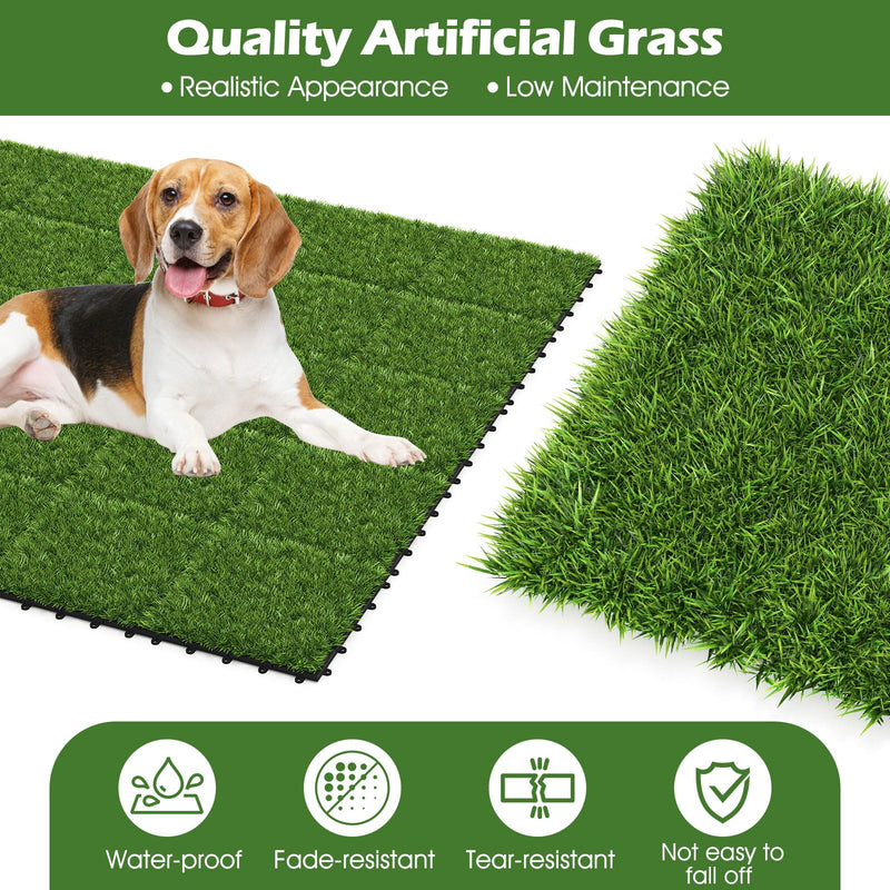 Load image into Gallery viewer, Goplus 12” x 12” Pack of 30 Fake Grass Turf Tiles Set