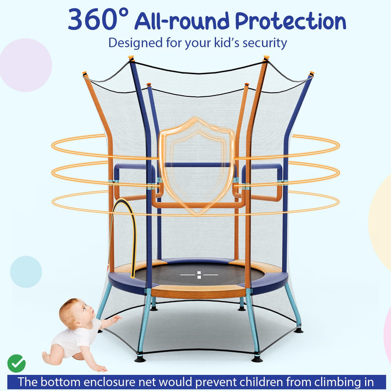 Load image into Gallery viewer, Goplus Kids Trampoline for Toddlers, ASTM Approved Mini Trampoline w/Heightened Safety Enclosure Net