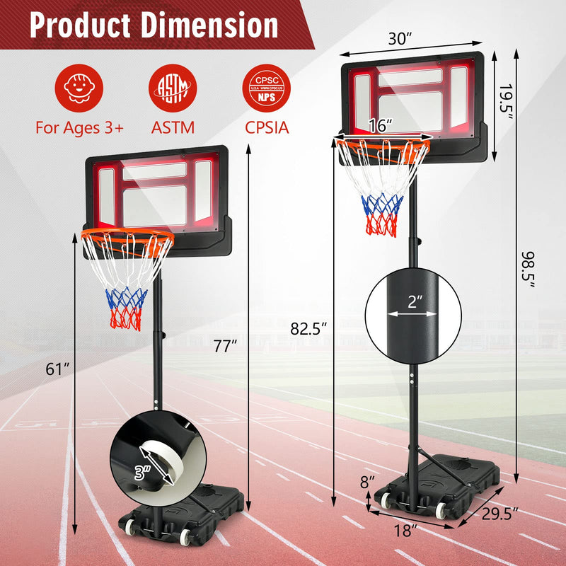 Load image into Gallery viewer, Goplus Portable Basketball Hoop, Basketball Goal with 4.3 FT-8.2 FT Adjustable Height
