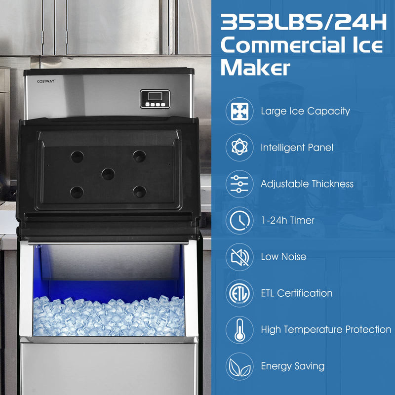 Load image into Gallery viewer, Split Commercial Ice Machine, 353LBS/24H Full-Automatic Vertical Industrial Modular Maker with 198 LBS Large Storage Bin