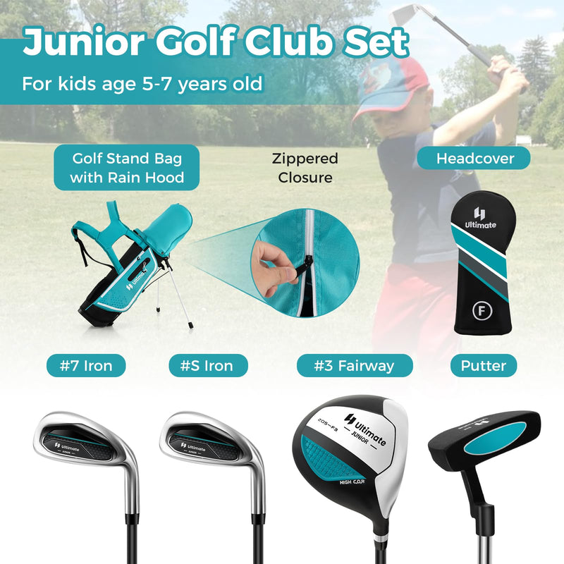 Load image into Gallery viewer, Goplus Junior Complete Golf Club Set for Kids, Right Hand Golf Clubs with Stand Bag, Rain Hood