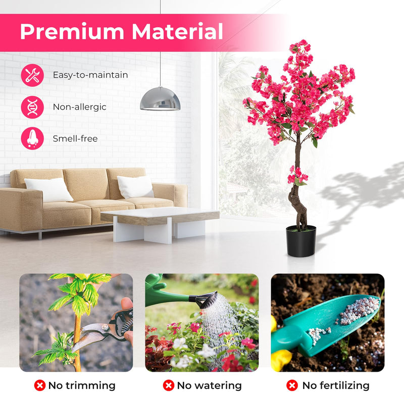 Load image into Gallery viewer, Goplus 41” Artificial Plum Blossom Tree, Fake Floral Plant with 92 Flowers & Realistic Trunk in Plastic Nursery Pot