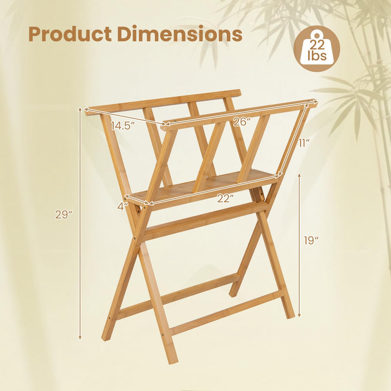 Load image into Gallery viewer, Goplus Bamboo Art Print Rack for Canvas Storage & Display | Freestanding Artwork Display Stand