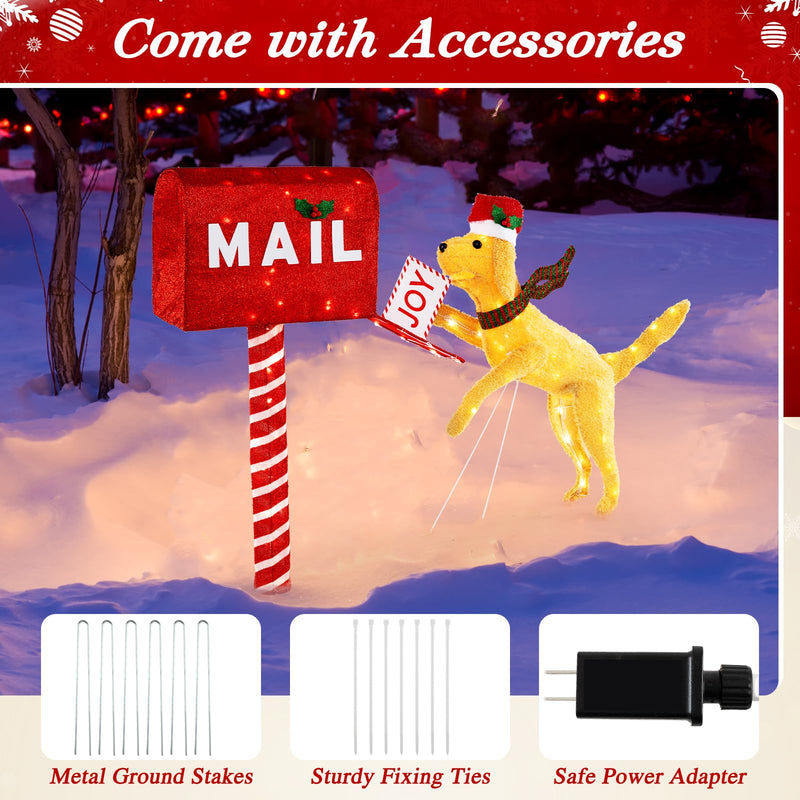 Load image into Gallery viewer, Goplus 3.5 FT Lighted Dachshund Climbing Mailbox, Pre-Lit Christmas Holiday Decoration