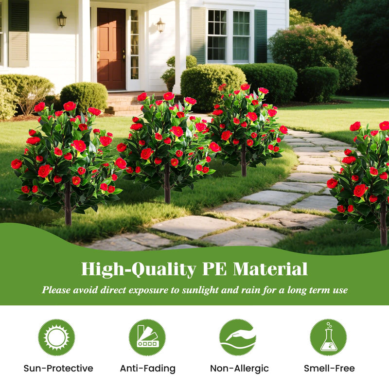 Load image into Gallery viewer, Goplus 31 Inches Artificial Camellia Tree Set 2 Pack Fake Flower Trees