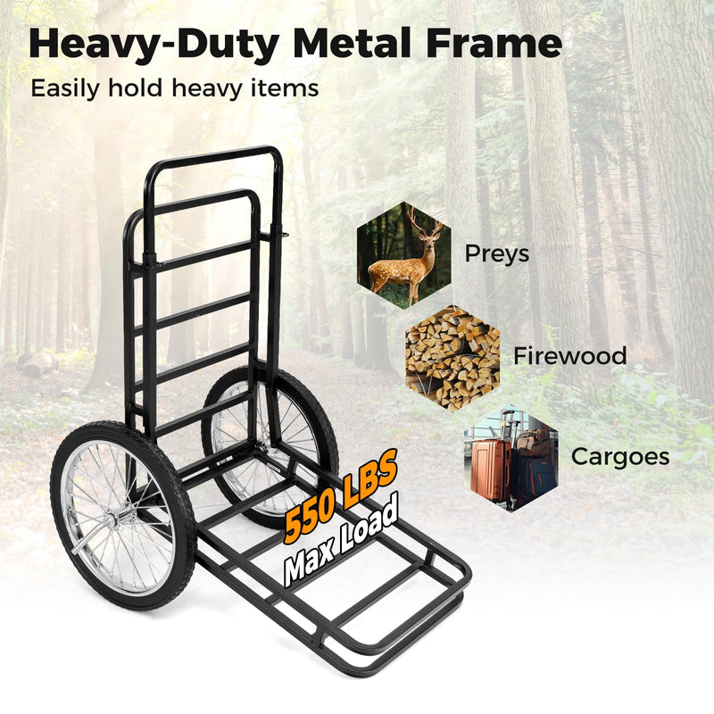 Load image into Gallery viewer, Goplus 550 LBS Adjustable Folding Deer Cart with 20 Inch Big Wheels