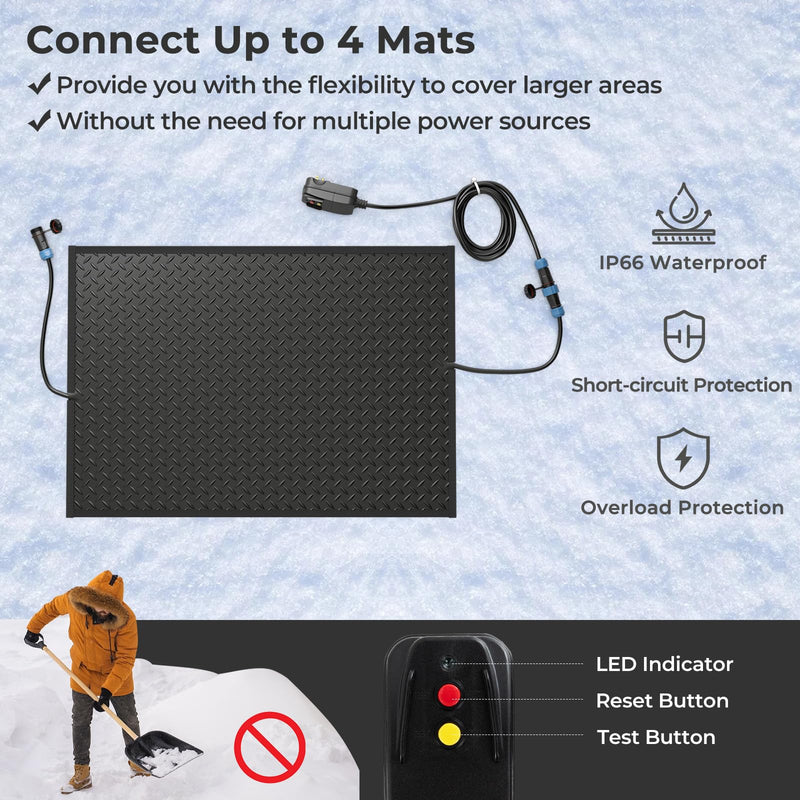 Load image into Gallery viewer, Goplus Heated Snow Melting Mat, Heated Outdoor Mat for Winter Snow Removal with 3 in/h Speed (20” x 30” with Power Cord + Without Power Cord)